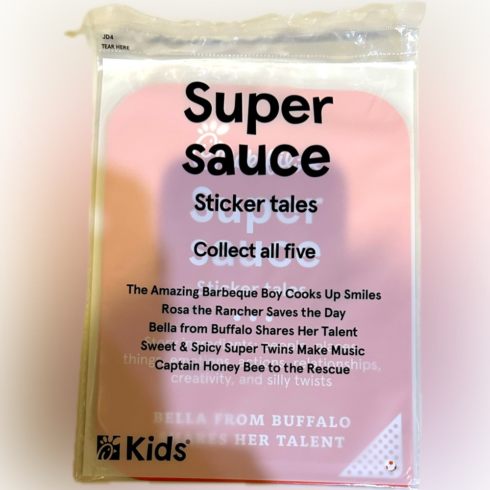 CHICK FIL A KIDS MEAL SUPER SAUCE STICKER TALES BELLA FROM BUFFALO 8” NEW SEALED